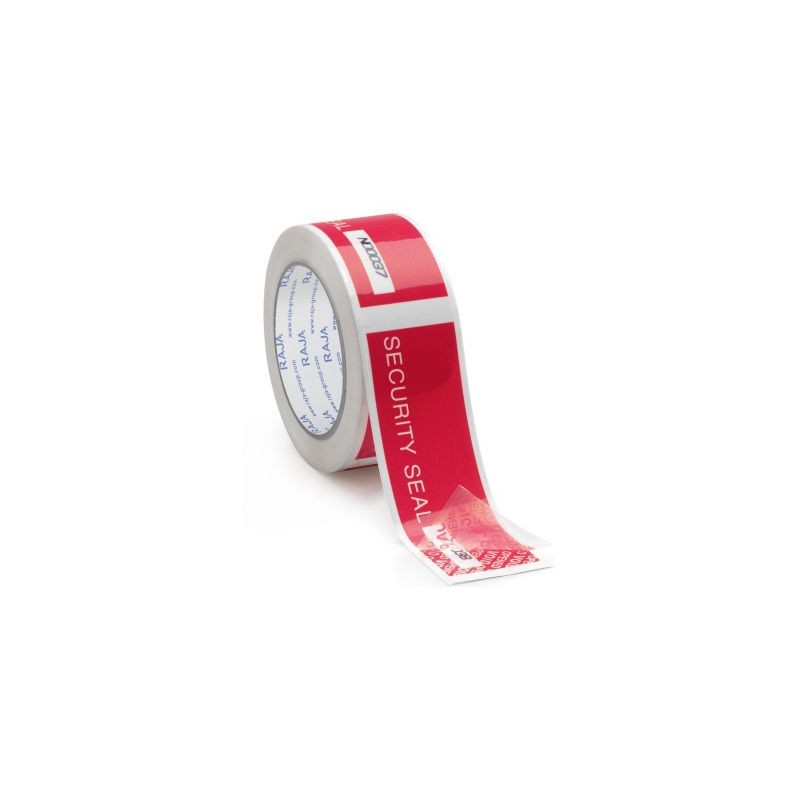 Ruban adhésif de sécurité rouge prédécoupé et numéroté RAJA 48 mm x 50 m - Lot de 3