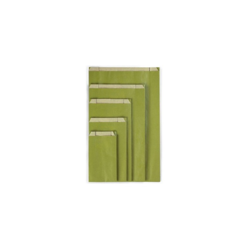 Pochette cadeau kraft vert olive 24 x 39 x 7,5 cm - Paquet de 250