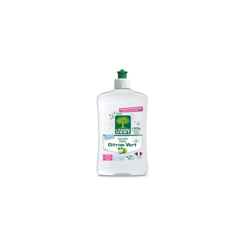 Liquide vaisselle main citron vert 500 ml L'ARBRE VERT - Lot de 3