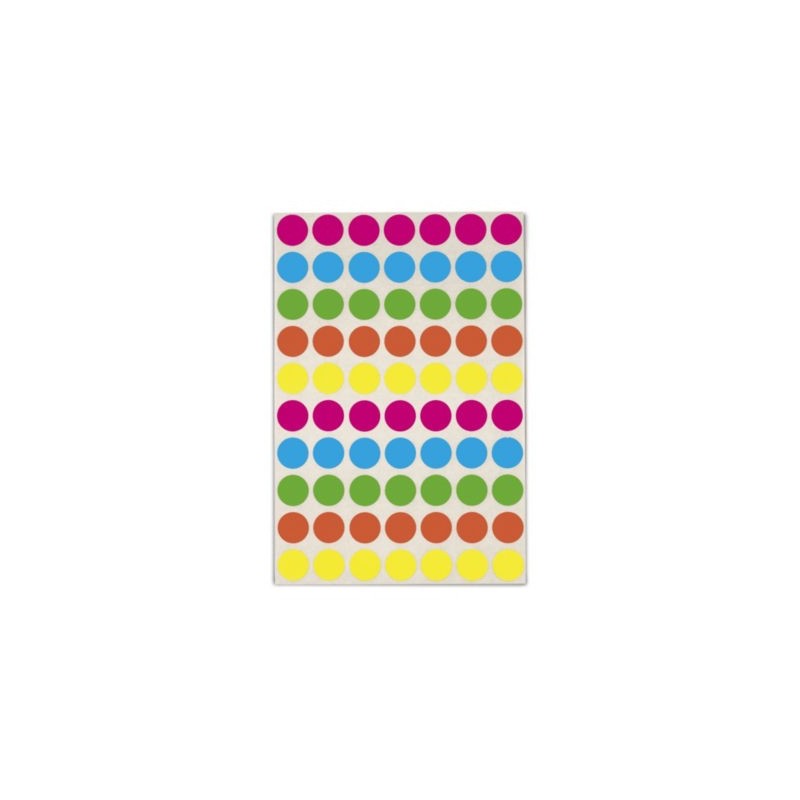 Pastille adhésive amovible couleurs assorties AGIPA 15 mm - Paquet de 576 x 5