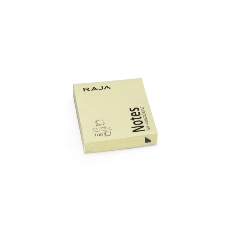 Notes repositionnables RAJA jaunes 76 x 51 mm 100 feuilles - Lot de 12