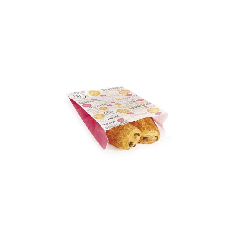 Sachet viennoiserie blanc imprimé 14x21x7 cm - Paquet de 1000