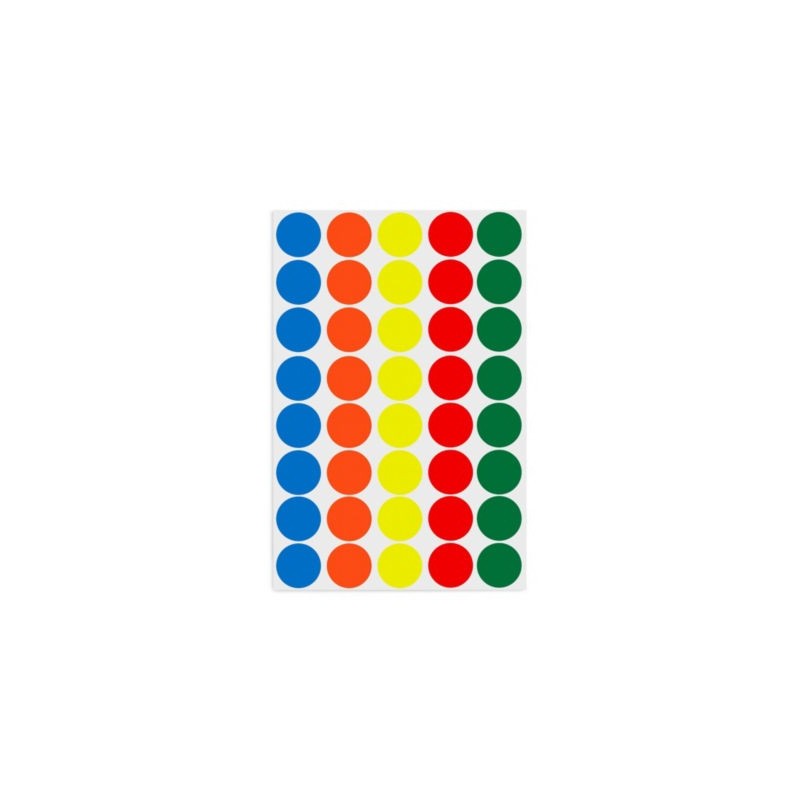Pastille adhésive permanente couleurs assorties AGIPA 24 mm - Paquet de 280 x 5
