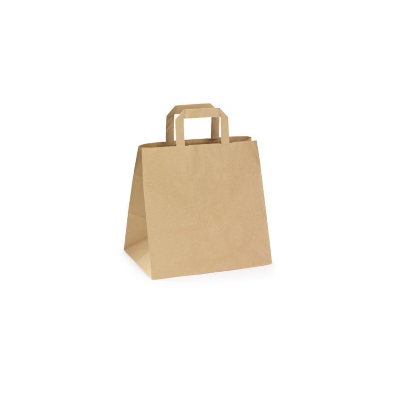 Sac kraft brun à poignées plates RAJA 26x28x20 cm - Paquet de 250