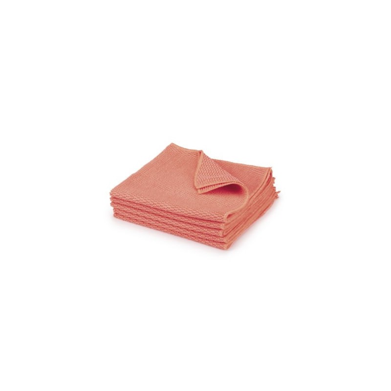 Lavette microfibre recyclée rouge SPONTEX - Paquet de 5
