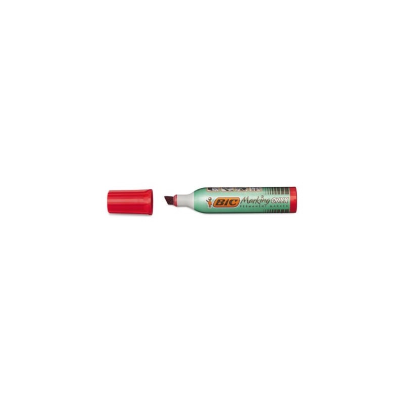 Marqueur permanent Onyx BIC biseautée rouge - Lot de 12