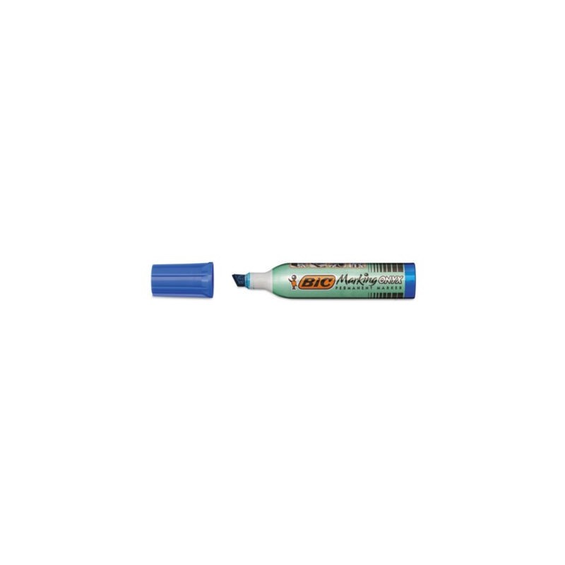 Marqueur permanent Onyx BIC biseautée bleu - Lot de 12