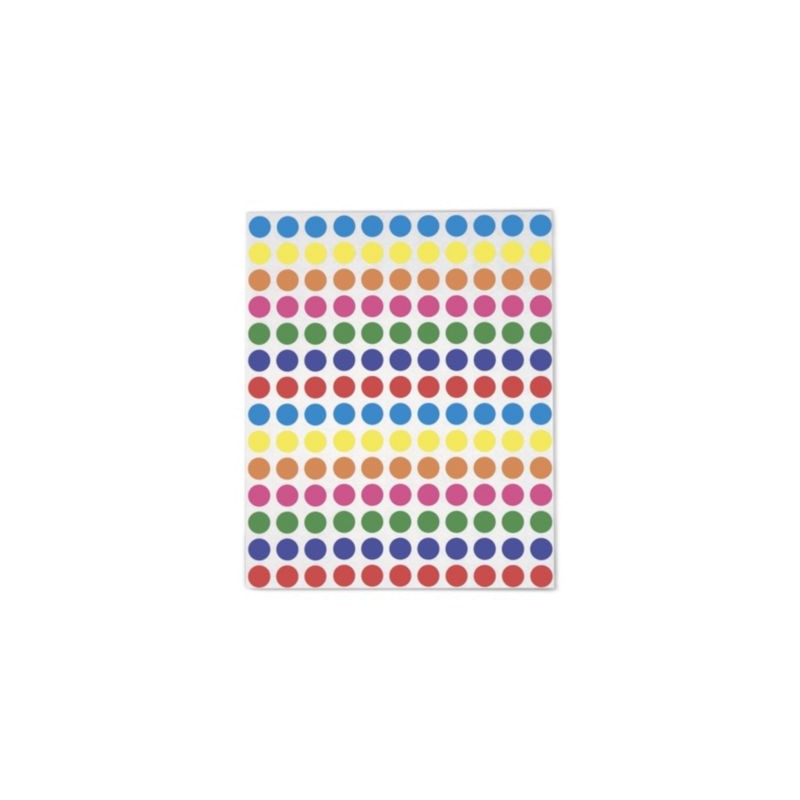 Pastille adhésive permanente couleurs assorties AGIPA 8 mm - Paquet de 1764 x 5