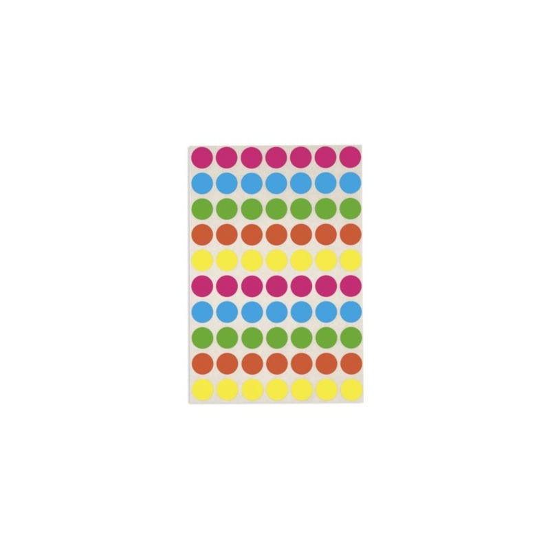 Pastille adhésive permanente couleurs assorties AGIPA 15 mm - Paquet de 672 x 5