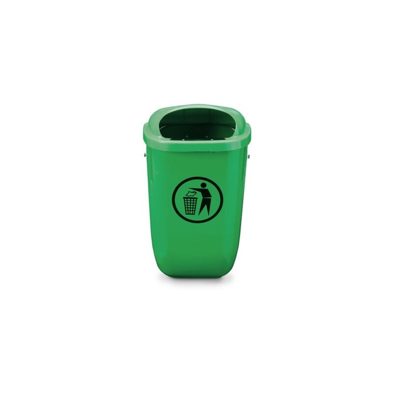 Poubelle d'extérieur murale 50 litres vert