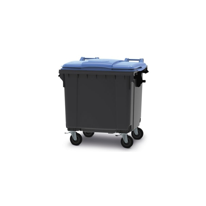 Conteneur 4 roues gris/bleu 1100 litres