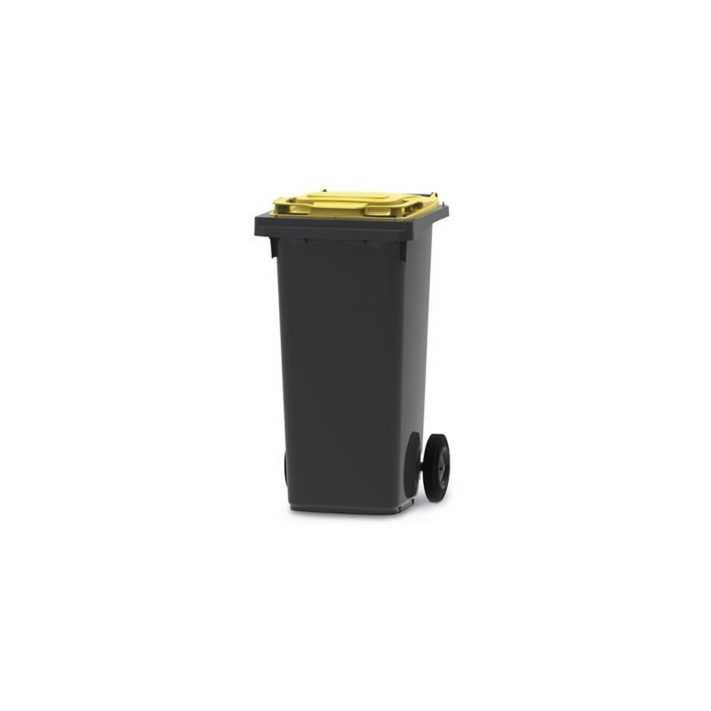 Conteneur 2 roues gris/jaune 120 litres