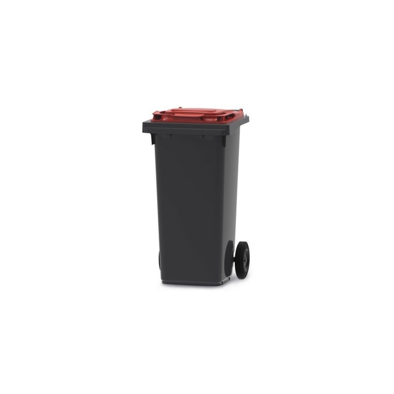 Conteneur 2 roues gris/rouge 120 litres