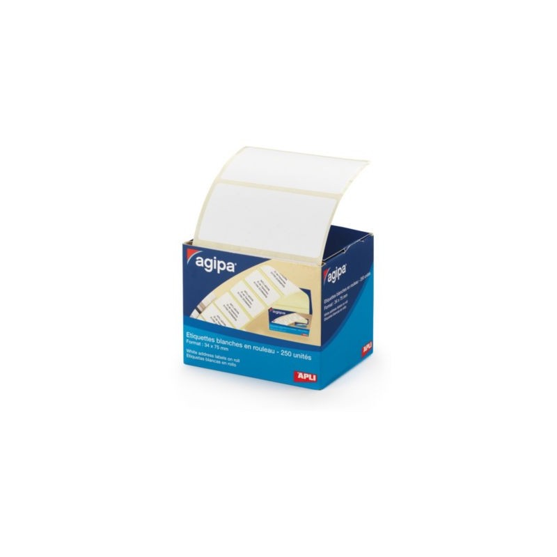 Étiquette d'adressage en boîte distributrice AGIPA 75x34 mm - Paquet de 250