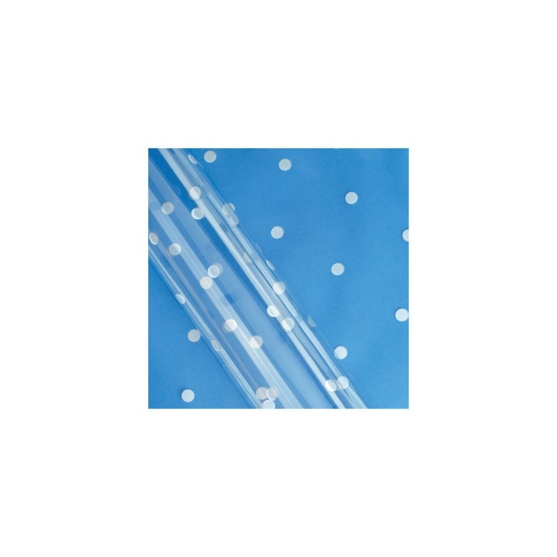 Film transparent fantaisie Pois argent 80 cm x 120 m
