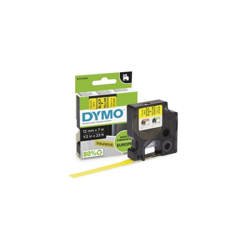 Ruban D1 jaune pour étiqueteuses DYMO