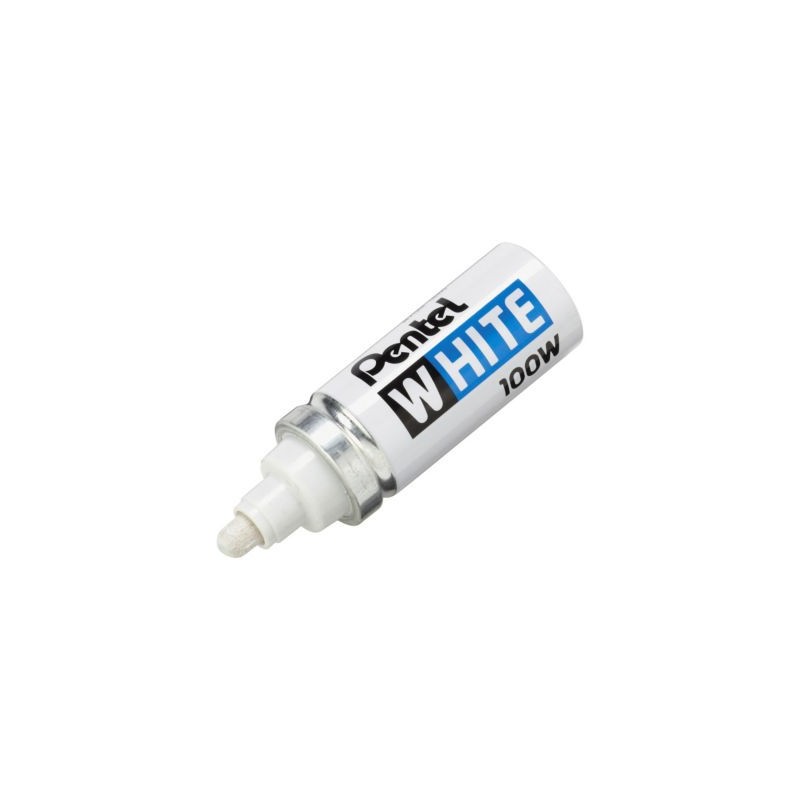 Marqueur à peinture indélébile opaque blanc White PENTEL pointe large conique - Lot de 12