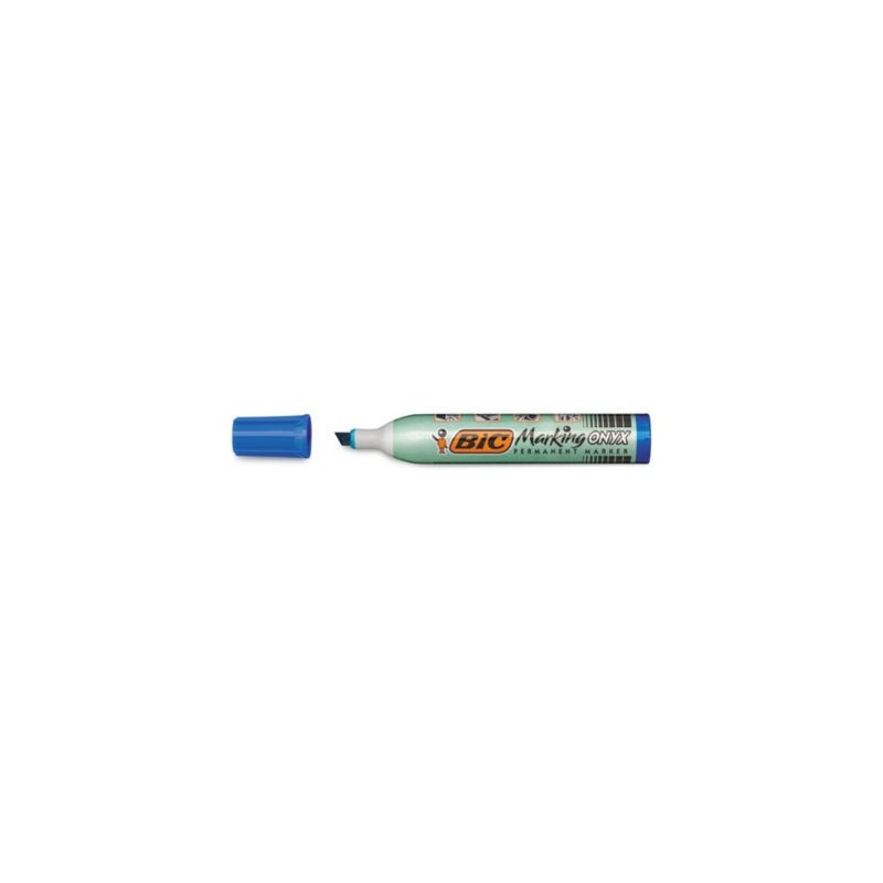 Marqueur permanent Onyx BIC biseautée grande contenance bleu - Lot de 12