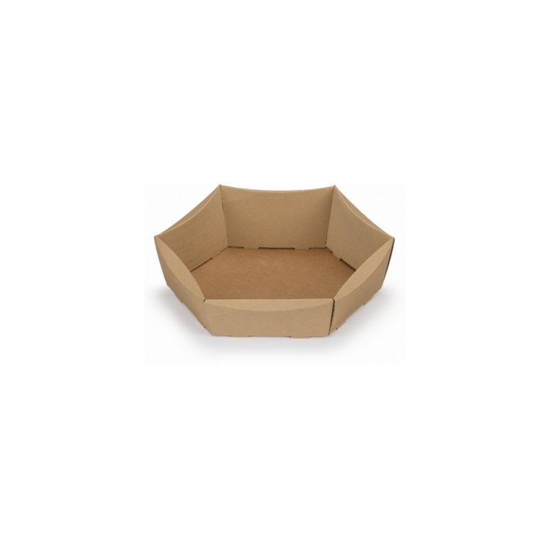 Corbeille micro-cannelure brune hexagonale 46 x 41 x 13 cm - Lot de 25