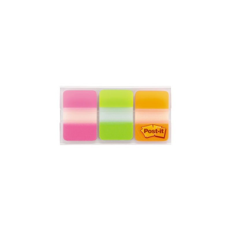 Marque-pages rigides Post-it 3M orange / vert / rose - Lot de 6