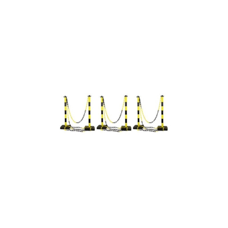 Kit 6 poteaux de balisage en PVC et 12 m de chaîne jaune/noir