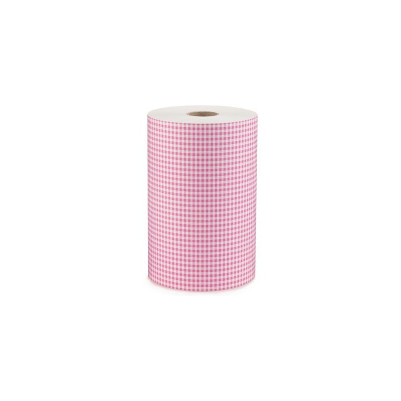 Papier alimentaire paraffiné en bobine 1 face impression Vichy rose