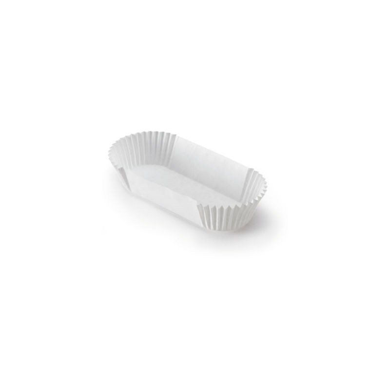 Caissette pâtissière ovale papier plissé blanc  - Paquet de 1000