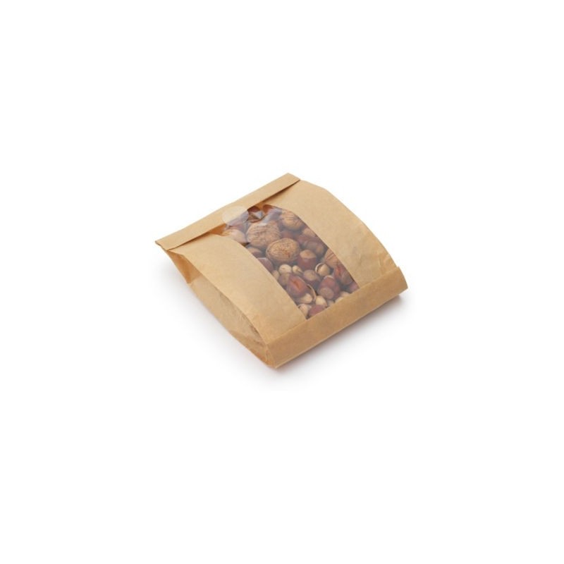 Sachet kraft avec fenêtre biodégradable - Paquet de 1000
