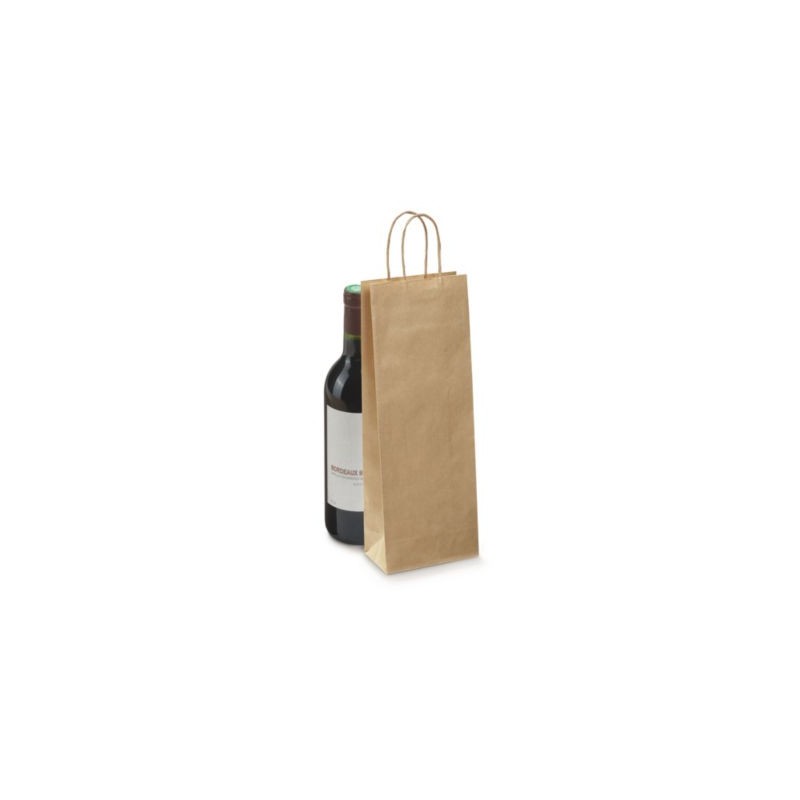 Sac kraft noir avec poignées torsadées pour 2 bouteille 18 x 39 x 8 cm - Paquet de 50