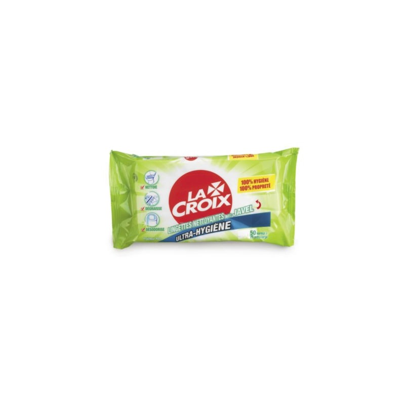 Lingettes désinfectantes avec Javel LACROIX - Paquet de 50 x 2