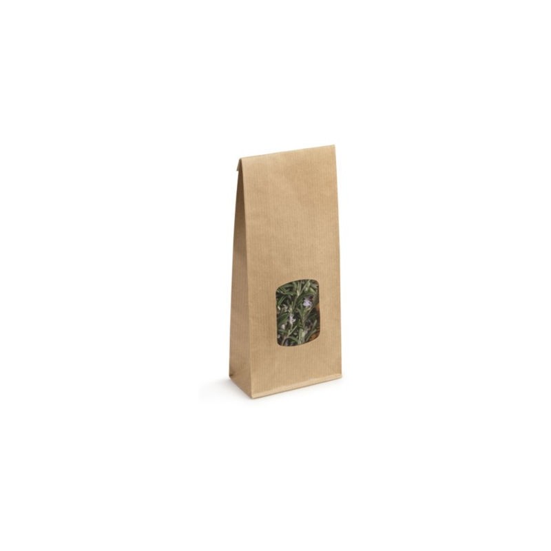 Sachet kraft brun à fenêtre 10 x 29 x 5,5 cm - Paquet de 100