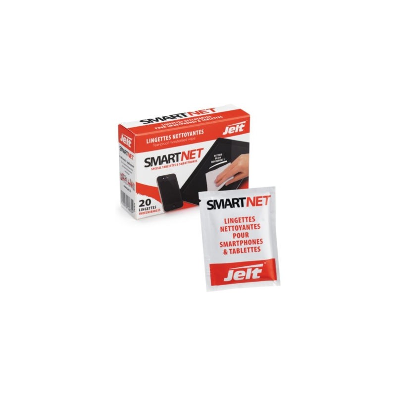 Lingettes pour smartphones et tablettes SmartNet JELT - Paquet de 20 x 12