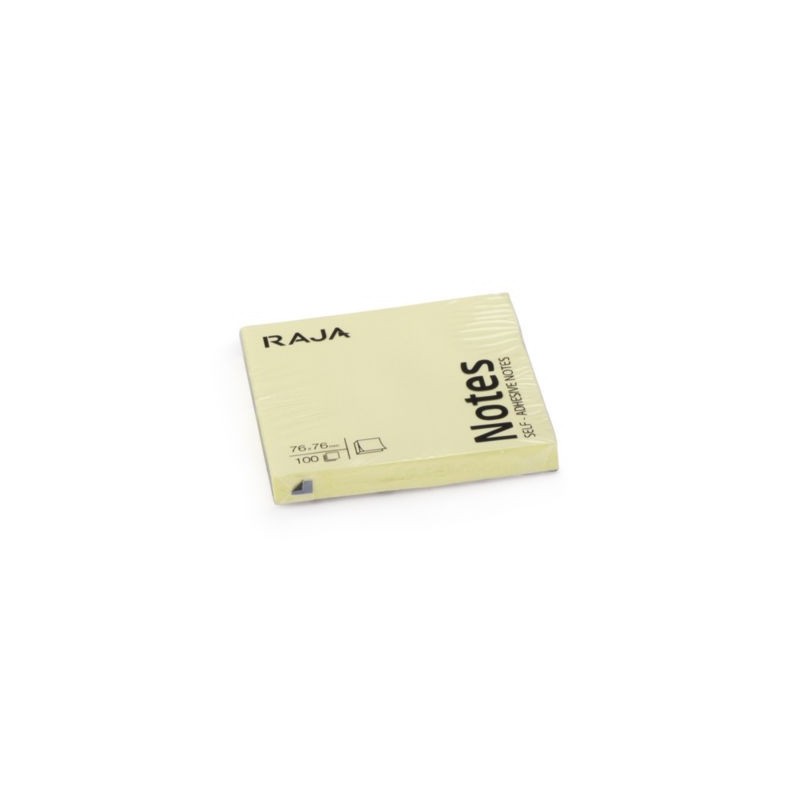 Notes repositionnables RAJA jaunes 76 x 76 mm 100 feuilles - Lot de 12