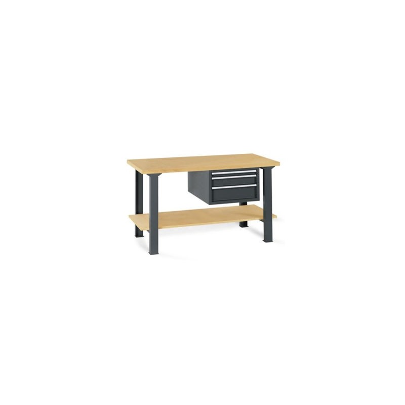 Etabli avec bloc 3 tiroirs et plateau 150x75 cm