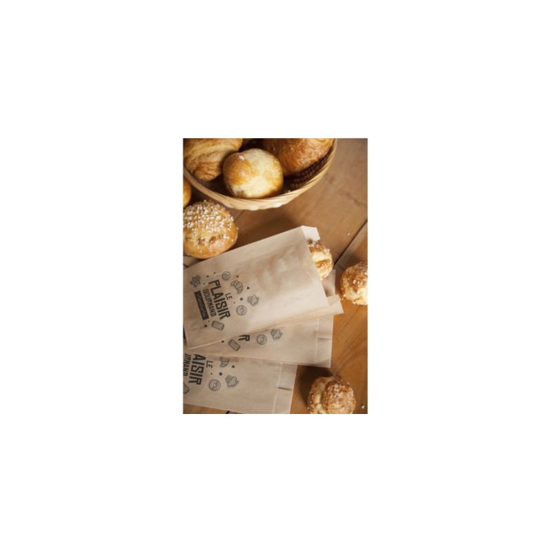 Sachet viennoiserie papier imprimé brun 18x35x7 cm - Paquet de 1000