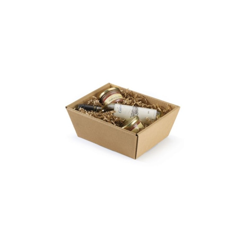 Corbeille carton micro-cannelure brun 25,5 x 20 x 10 cm - Lot de 25