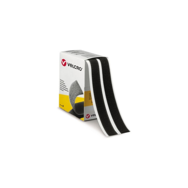 Fixation adhésive VELCRO pour charges légères en boîte distributrice ruban noir 20 mm