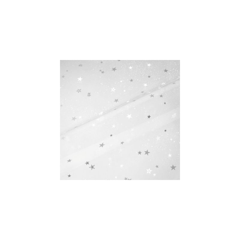 Film transparent fantaisie Étoiles argent 80 cm x 120 m