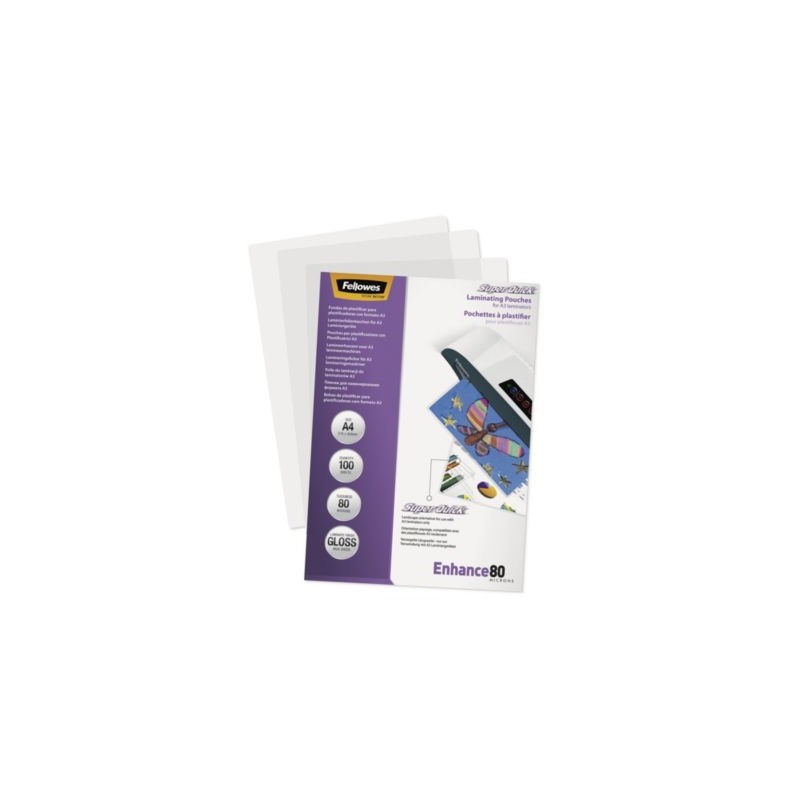 Pochette de plastification A4 SuperQuick 80 microns FELLOWES - Paquet de 100