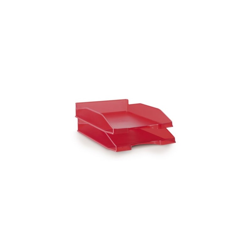 Corbeille à courrier translucide RAJA rouge - Lot de 6