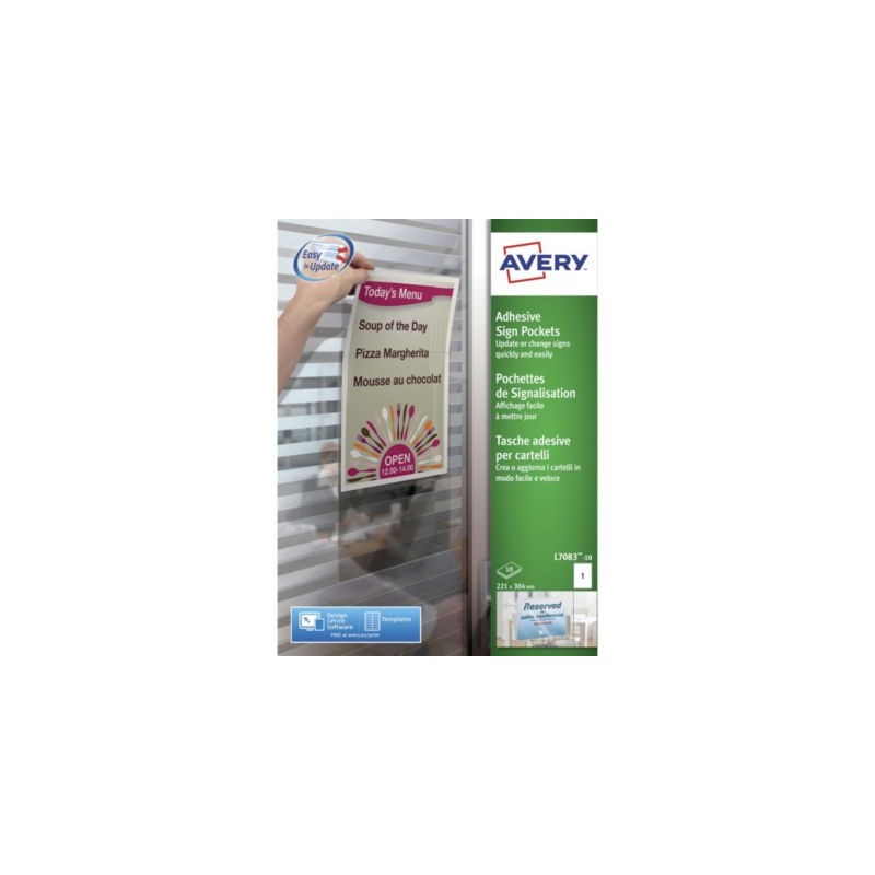 Pochette adhésive de signalisation AVERY transparent - Paquet de 10