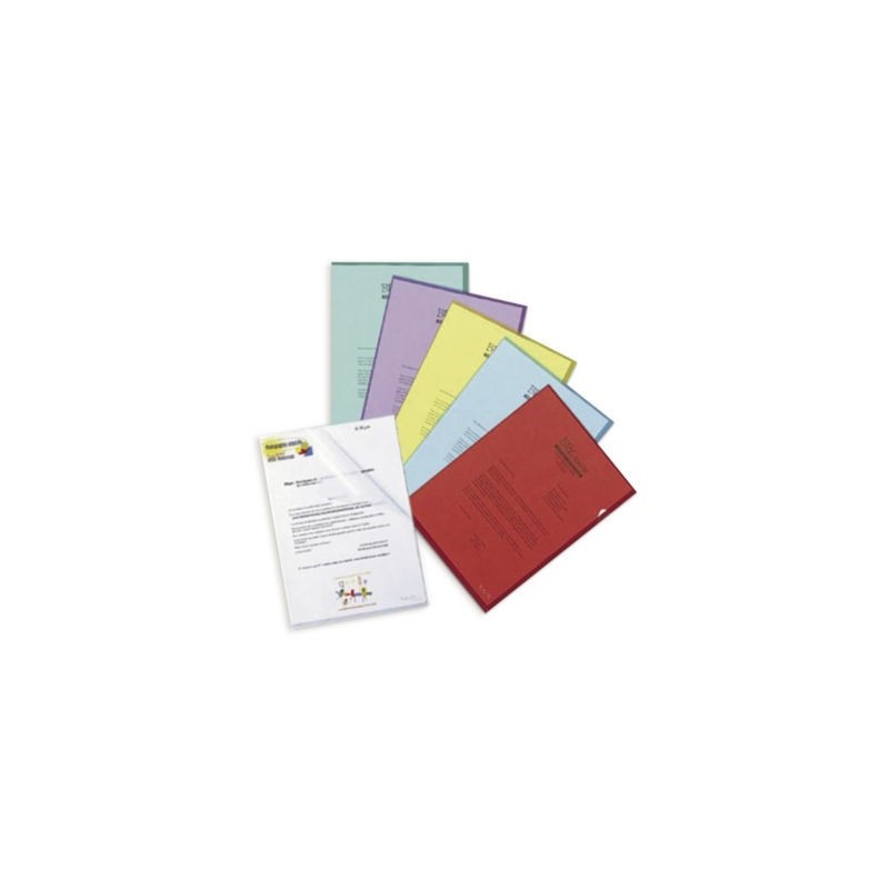 Pochette coin polypropylène RAJA 100 microns assorties - Paquet de 100