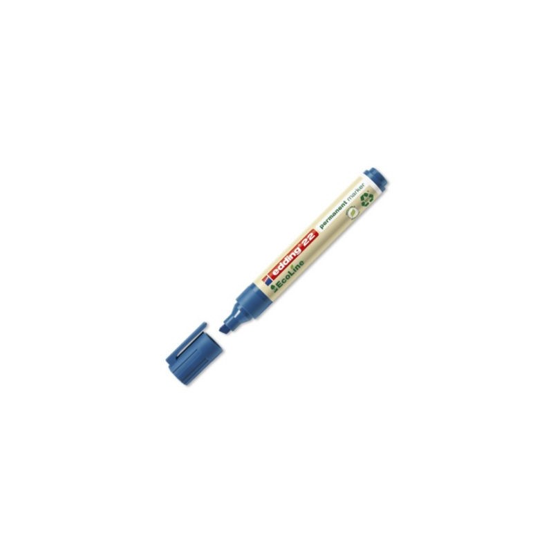 Marqueur permanent E21 et E22 EDDING pointe biseautée bleu - Lot de 10