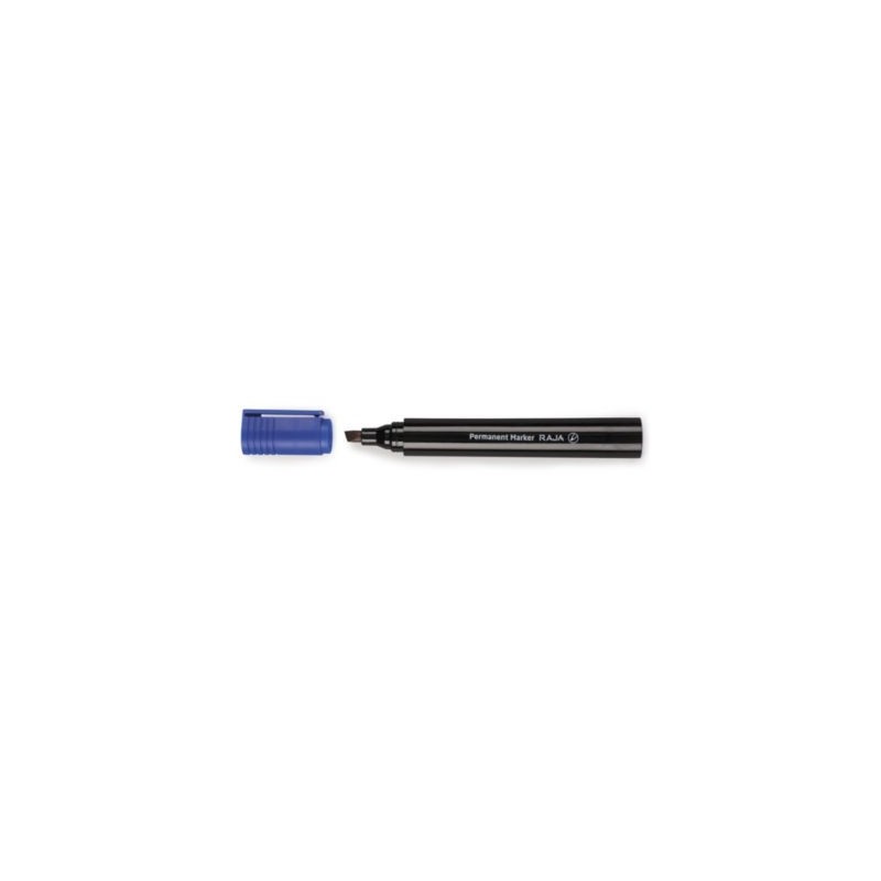Marqueur permanent pointe biseautée RAJA bleu - Lot de 10