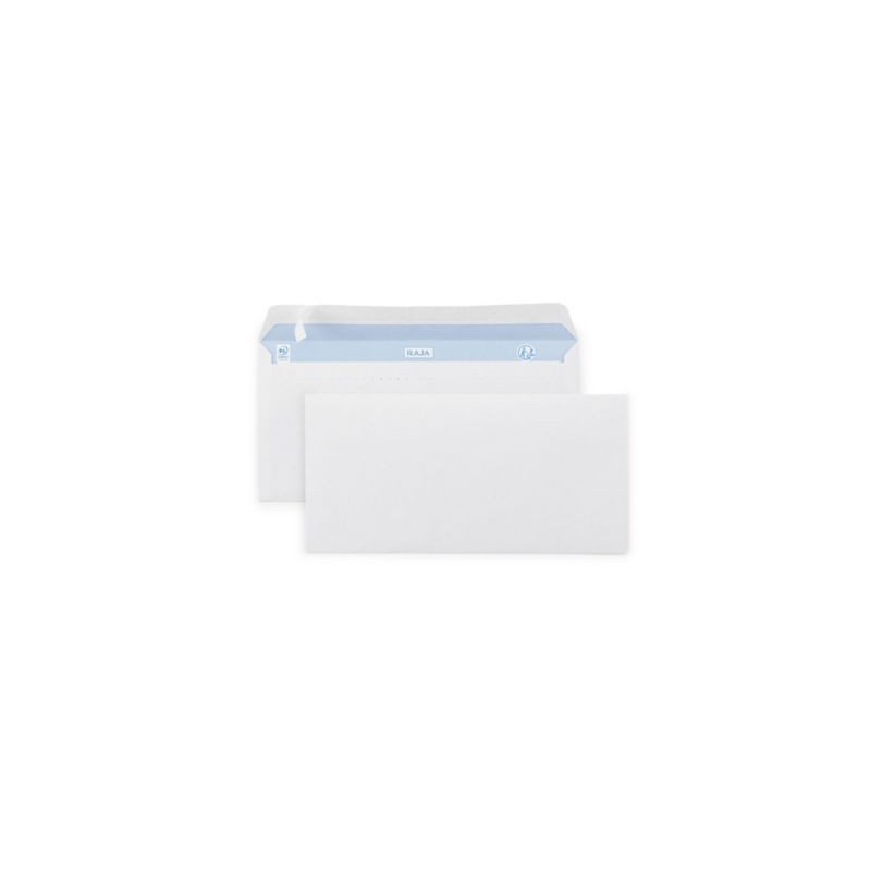 Enveloppe commerciale blanche qualité 90 g/m² RAJA sans fenêtre DL - 110 x 220 mm - Paquet de 500