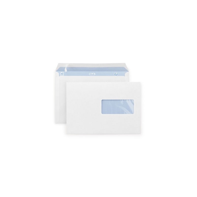 Enveloppe commerciale blanche qualité 90 g/m² RAJA avec fenêtre C5 - 162 x 229 mm - Paquet de 500