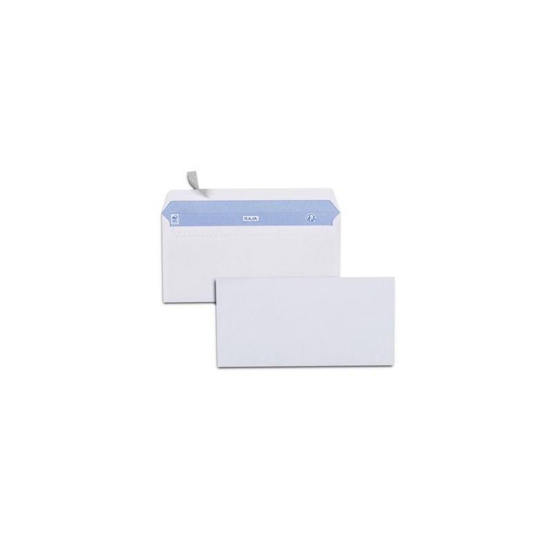 Enveloppe commerciale blanche qualité 100 g/m² RAJA sans fenêtre DL - 110 x 220 mm - Paquet de 500