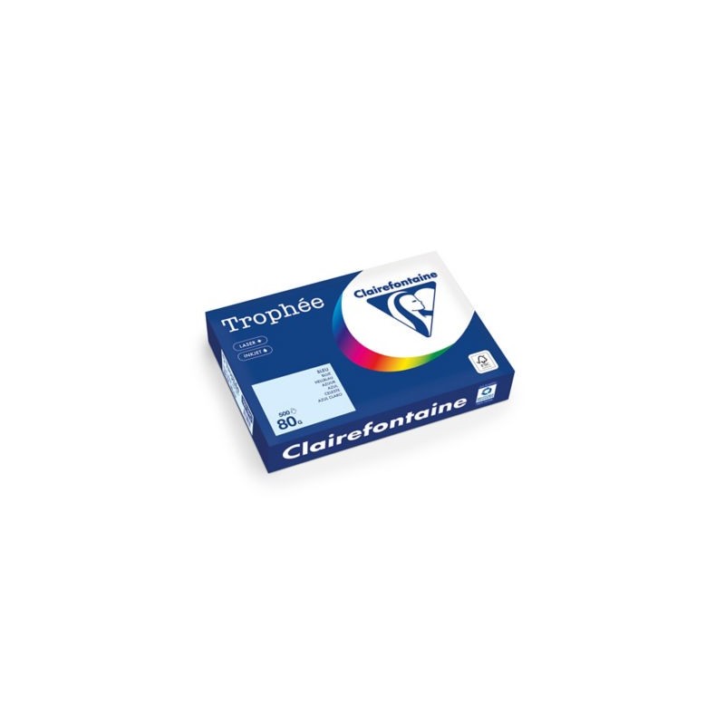 Papier couleur Trophée CLAIREFONTAINE bleu pastel A4 80 g/m² - Lot de 5