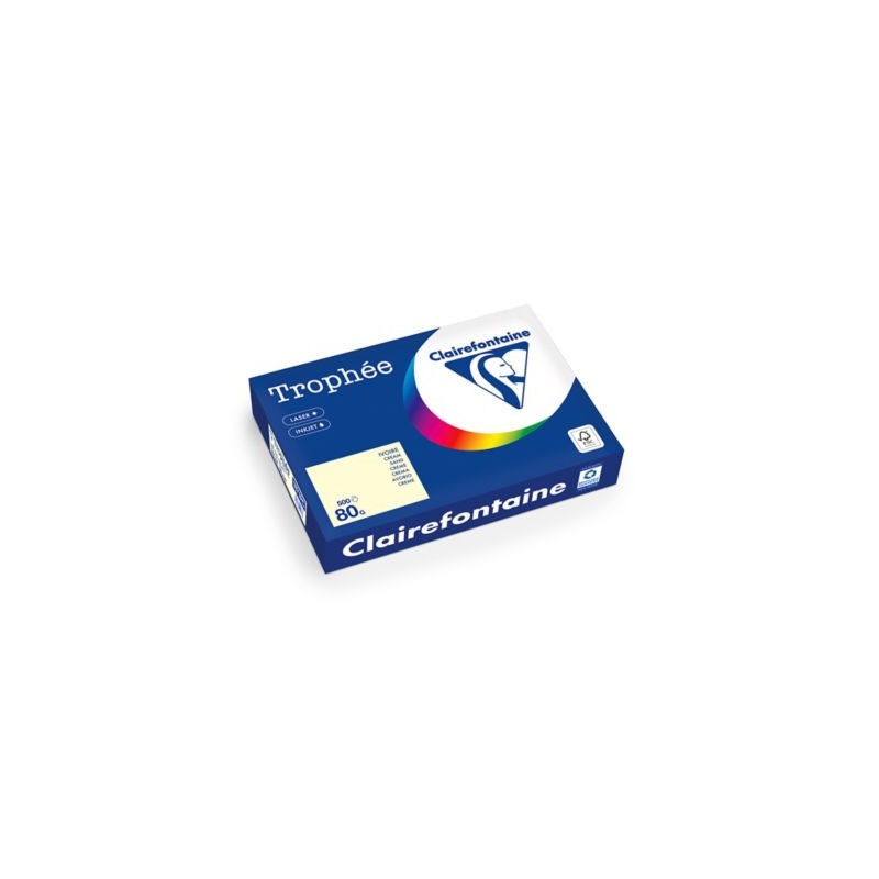 Papier couleur Trophée CLAIREFONTAINE ivoire A4 80 g/m² - Lot de 5