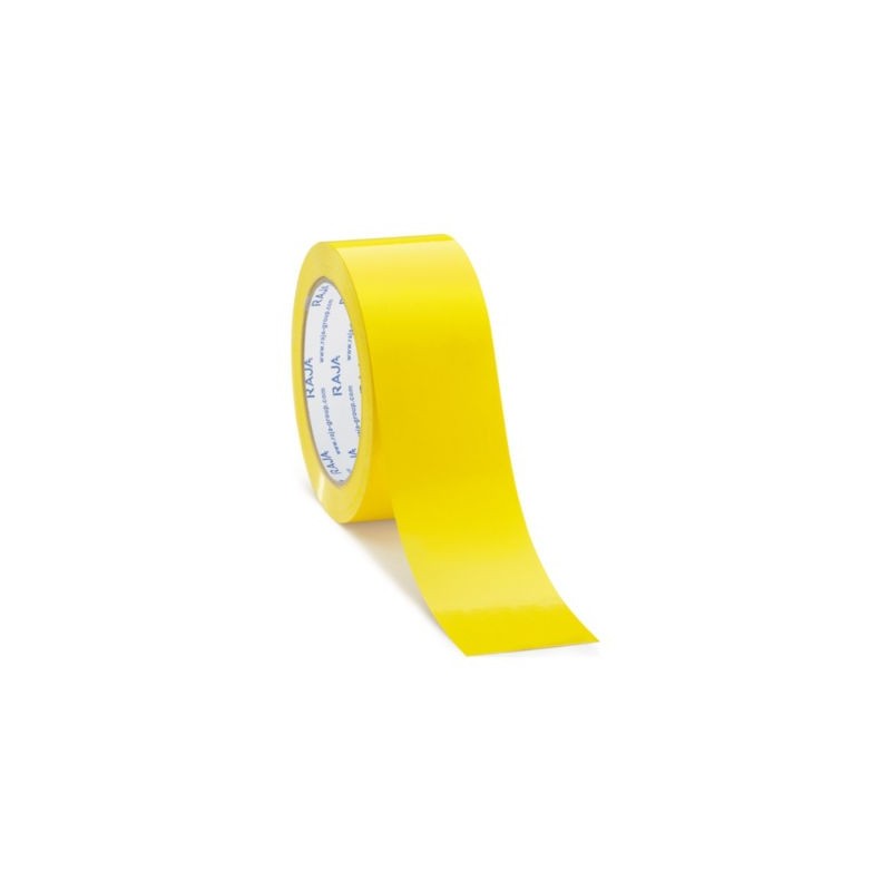 Ruban adhésif couleur jaune PVC RAJA Résistant, 37 microns 50 mm x 66 m - Lot de 6